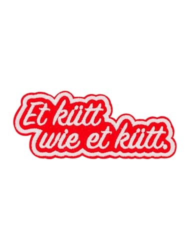 Bügelpatch Et kütt wie et kütt 11cm rot/weiß von Deiters