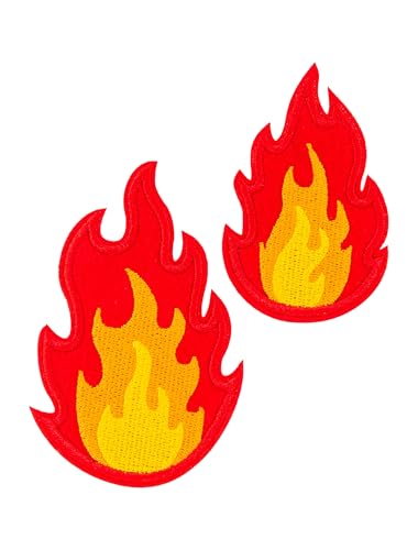 Bügelpatch Flammen 7cm und 9cm rot/gelb von Deiters