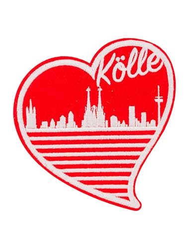 Bügelpatch Herz Kölle 10cm rot/weiß von Deiters