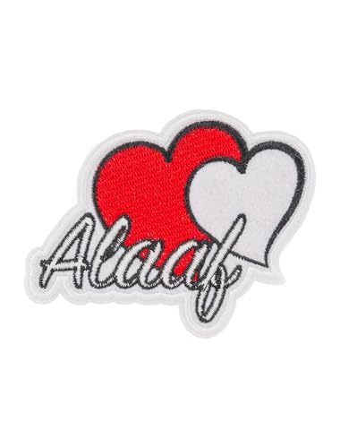 Bügelpatch Herzen Alaaf 9cm rot/weiß von Deiters