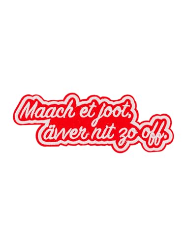 Bügelpatch Maach et joot, ävver nit zo off 13cm rot/weiß von Deiters
