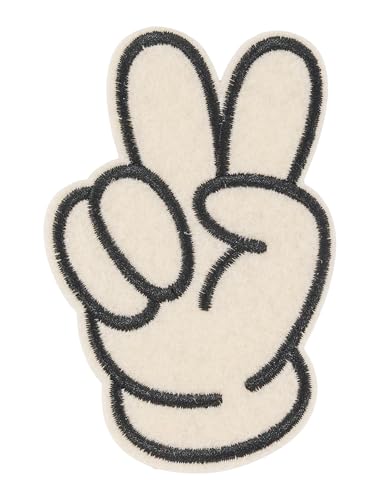 Bügelpatch Peace Hand 9cm schwarz/weiß von Deiters
