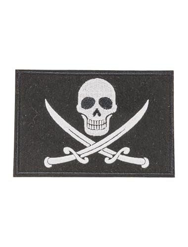 Bügelpatch Piratenflagge 13cm schwarz/weiß von Deiters