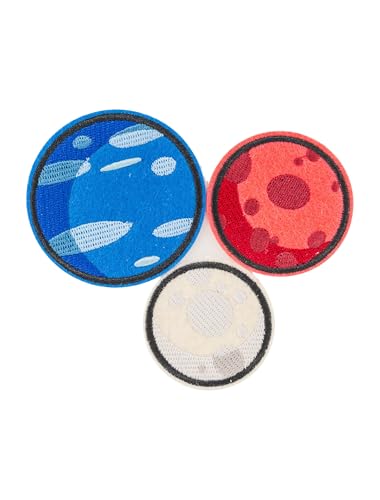 Bügelpatch Planeten 3 Stk. 5cm, 5,5cm und 7cm bunt von Deiters