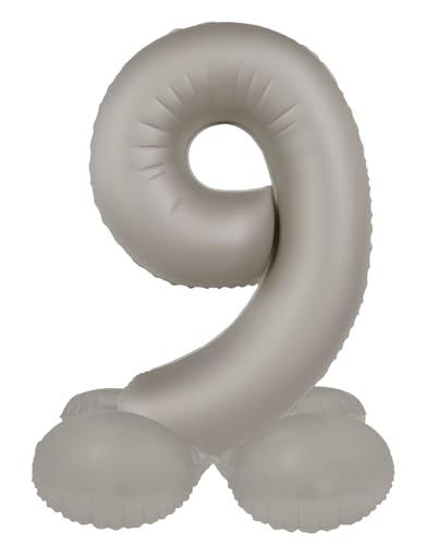 Deitert Stehende Zahlenluftballons Silber von 0 bis 9-72cm Neun von Deitert