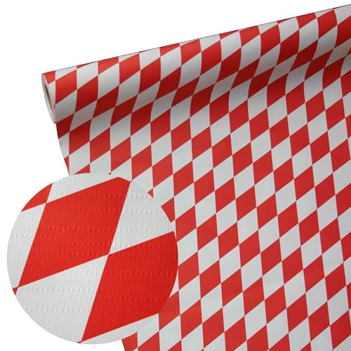 Papiertischdecke Raute rot-weiß wetterfest 1,15m von Deitert