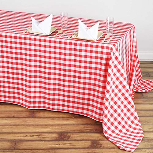 BalsaCircle Tischdecke, patriotischer Veteranentag, 4. Juli, Party, dekorativ, waschbar, Polyester, Grillbuffet, Events, 228,6 x 335,3 cm, Rot und Weiß von Deizang