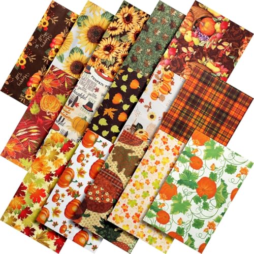 Dekaim 70-Stücke DIY Patchwork Stoff, 25.25cm, bedruckter Stoff Patchwork, Baumwolle gedruckter quadratischer Patch, verwendet für DIY Handwerk (Thanksgiving Tuch Kombination) von Dekaim