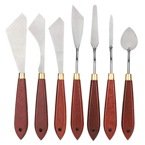 Dekaim Edelstahlspachtel (7-teilig), Spachtel-Set, Palettenspachtel, Farbmischspachtel, Spachtel für Öl- und Acrylfarben von Dekaim