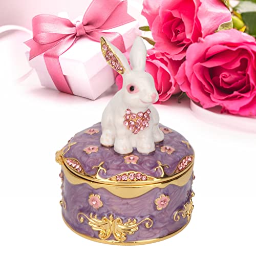Dekaim Kleine Schmuckschatulle, Kaninchen-Schmuckkästchen, Vintage-Metall-Emaille, Blumengravur, Ohrringe, Ringe, Halskettenaufbewahrung Dekaim Kleine Schmuckschatulle, Kaninchen-Schmuckkästchen, Vintage-Metall-Emaille, Blumengravur, Ohrringe, Ringe, Halskettenaufbewahrung von Dekaim
