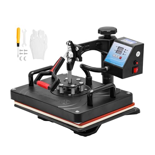 Dekaim Transferpresse Hitzepresse, 360 Grad 29x38cm Schwenkbar DIY Mulitifunktional Sublimation Wärmepresse Transferdruckmaschine für T-Shirts, Hüte, Taschen, Fliesen EU-Stecker (Single Hitzepresse) von Dekaim
