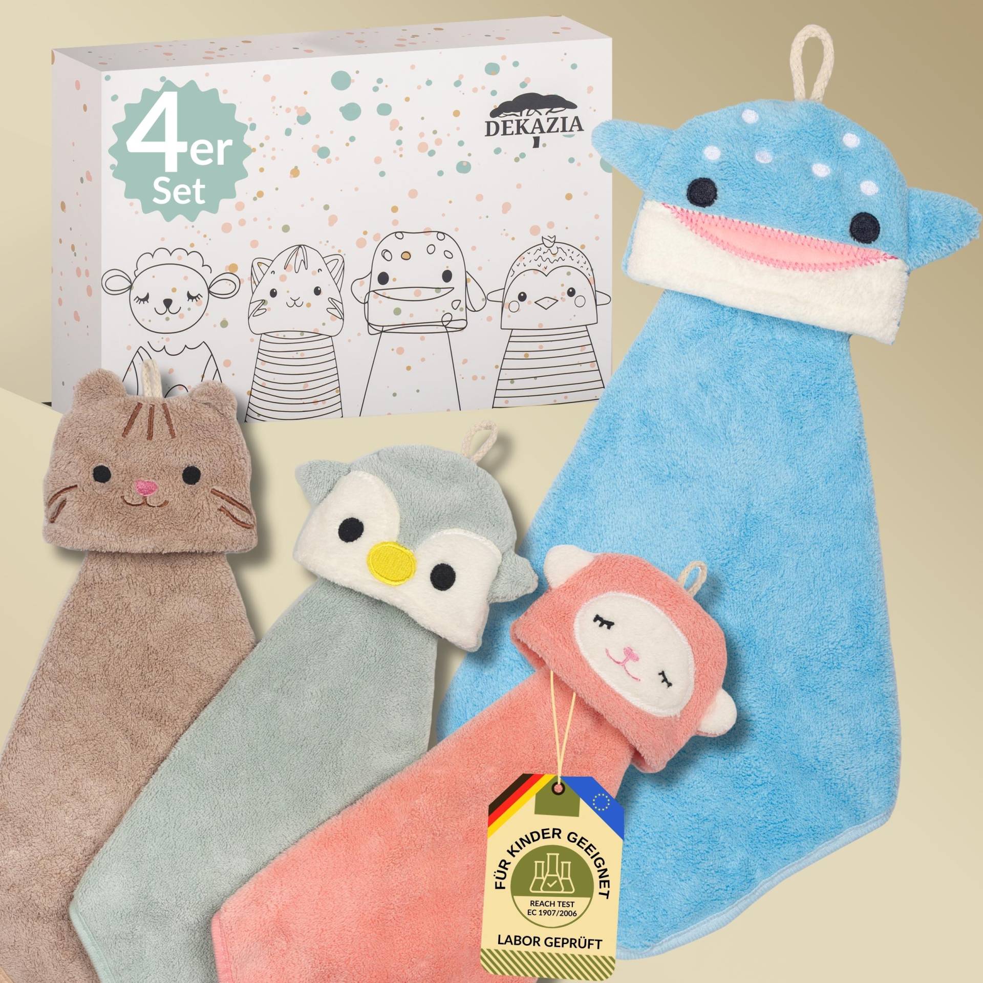 4Er Set Kinderwaschlappen | Kinderhandtücher Tiere Aus Mikrofaser Geschenkset Kinder Geschenk Zur Geburt Für Tiermotiv Tuch 4Er Set Kinderwaschlappen | Kinderhandtücher Tiere Aus Mikrofaser Geschenkset Kinder Geschenk Zur Geburt Für Tiermotiv Tuch von Dekazia