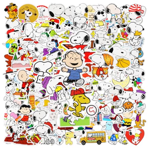 100 Stück Snoop-y Sticker für Kinder, Anime Kawaii Aufkleber, Wasserfester Vinyl für Laptop, Scrapbook, Skateboard, Motorrad von Dekewe