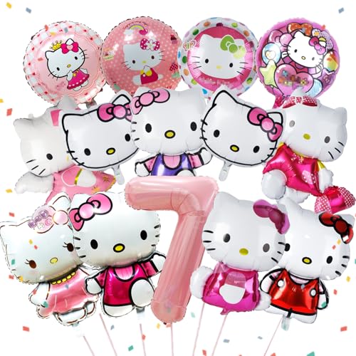 14 Stück Ki-tty Geburtstagsdeko Folienballon 7 Jahre, Cute Kindergeburtstag Deko, Cartoon Luftballons Geburtstag Dekoration Set für Kinder Mädchen Katzen kity Themenpartys Dekorationen 14 Stück Ki-tty Geburtstagsdeko Folienballon 7 Jahre, Cute Kindergeburtstag Deko, Cartoon Luftballons Geburtstag Dekoration Set für Kinder Mädchen Katzen kity Themenpartys Dekorationen von Dekewe