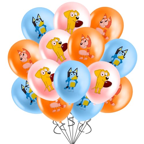 Dekewe 17 Stück Bluey Geburtstagsdeko, Bluey Luftballons Super Latex Ballons Geburtstag Deko für Kindergeburtstag Party Dekoration, 6549 von Dekewe