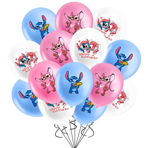 Dekewe 17 Stück Stitch Geburtstagsdeko, Lilo Luftballons Latex Ballons Geburtstag Deko für Kindergeburtstag Party Dekoration von Dekewe