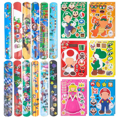 24PCS Mari Party Mitgebsel, Kindergeburtstag Mitgebsel mit 12 DIY Sticker 12 Klatschen Armband, Mitgebsel Geburtstag Deko für Jungen Mädchen 24PCS Mari Party Mitgebsel, Kindergeburtstag Mitgebsel mit 12 DIY Sticker 12 Klatschen Armband, Mitgebsel Geburtstag Deko für Jungen Mädchen von Dekewe