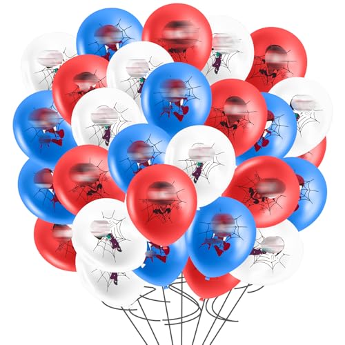 30 Stück Spide Geburtstagsdeko, Luftballons Super Latex Ballons Geburtstag Deko für Kindergeburtstag Party Dekoration von Dekewe