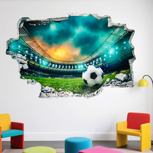 3D Fußball Wandtattoo, Fußball Wandaufkleber Aufkleber, Kinderzimmer Wandsticker Wohnzimmer Küche dekorative Wandaufkleber Cartoon Wandtattoo Kinderzimmer Babyzimmer Hause Wanddekoration von Dekewe