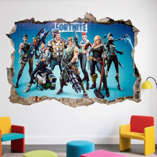 3D Wandtattoo Gamer Tapete für Jungen-Schlafzimmer, Fortnit-e Wandaufkleber Aufkleber Gaming Wandsticker Wohnzimmer Küche dekorative Wandaufkleber Game Wandtattoo Kinderzimmer Hause Wanddekoration von Dekewe