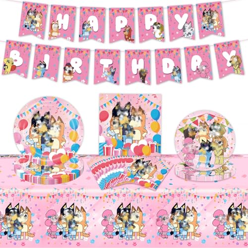 42PCS Dog Geburtstagsdeko, Mädchen Rosa Dog Geburtstag Party Deko Theme Geschirr Set 10 Personen Enthält Geburtstag Banner Servietten Tischdecke, Partygeschirr, Pappteller Kindergeburtstag Supplies 42PCS Dog Geburtstagsdeko, Mädchen Rosa Dog Geburtstag Party Deko Theme Geschirr Set 10 Personen Enthält Geburtstag Banner Servietten Tischdecke, Partygeschirr, Pappteller Kindergeburtstag Supplies von Dekewe