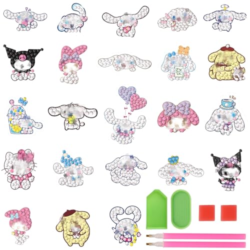 Dekewe 5D Diamond Painting Aufkleber Kits, 23 Stück DIY Diamant Aufkleber Kit, Cartoon Diamantmalerei für Kinder und Erwachsene Anfänger, Geburtstags Geschenk für Kinder von Dekewe