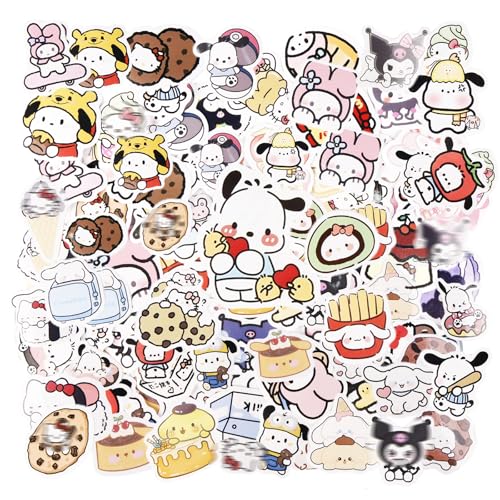 60 Stück Sanri Sticker Kinder, Anime Sticker Kawaii Sticker, Wasserfester Vinyl Aufkleber für Laptop Scrapbook Skateboard Motorrad von Dekewe