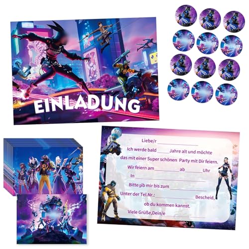 Dekewe 12 Stück Einladungskarten Kindergeburtstag Mädchen Junge, Thematische Party Geburtstag Einladungskarten, Kindergeburtstag Einladungskarte n für Feierlichkeiten oder Geburtstagsfeiern von Dekewe