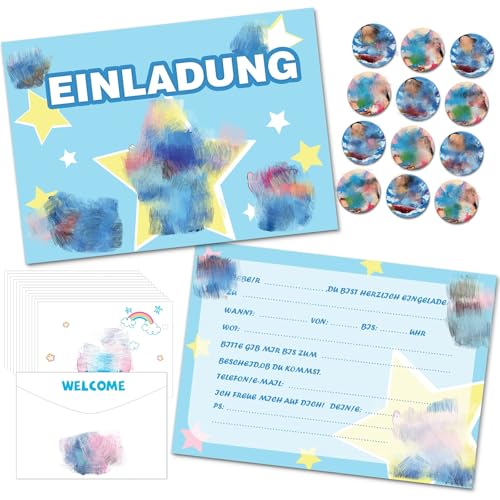 Dekewe 12 Stück Einladungskarten Kindergeburtstag Mädchen Junge, Thematische Party Geburtstag Einladungskarten, Kindergeburtstag Einladungskarten für Feierlichkeiten oder Geburtstagsfeiern von Dekewe
