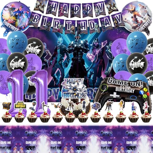 Dekewe Fort-nite 11 Geburtstag Deko, 11 Jahr Videospiel Ballons, Party Deko mit Happy Birthday Banner, Tischtücher, Game Hintergrund und Tortendeko für Jungen balloon Dekewe Fort-nite 11 Geburtstag Deko, 11 Jahr Videospiel Ballons, Party Deko mit Happy Birthday Banner, Tischtücher, Game Hintergrund und Tortendeko für Jungen balloon von Dekewe