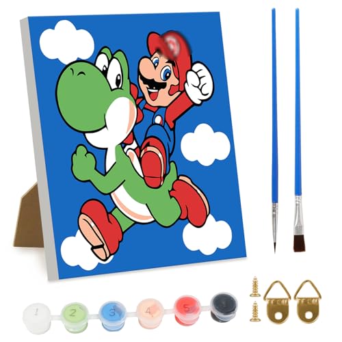 Dekewe Malen Nach Zahlen, Mari Paint by Numbers, DIY Malen Nach Zahlen für Kinder und Anfänger mit Pinsel und Acrylfarben 20X20cm, Malen Nach Zahlen Junior für Wohndekoration und Geschenke (Grün 2) von Dekewe