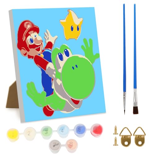 Dekewe Malen Nach Zahlen, Mari Paint by Numbers, DIY Malen Nach Zahlen für Kinder und Anfänger mit Pinsel und Acrylfarben 20X20cm, Malen Nach Zahlen Junior für Wohndekoration und Geschenke (Grün 1) von Dekewe