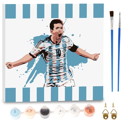 Fußball Malen Nach Zahlen mit Rahmen für Erwachsene Anfänger und Kinder ab 6 Jahre, Fußball Painting Bastelset mit Leinwand Pinseln Acrylpigment, 20x20cm Klein DIY Gemälde Kit für Jungen Mädchen Fußball Malen Nach Zahlen mit Rahmen für Erwachsene Anfänger und Kinder ab 6 Jahre, Fußball Painting Bastelset mit Leinwand Pinseln Acrylpigment, 20x20cm Klein DIY Gemälde Kit für Jungen Mädchen von Dekewe