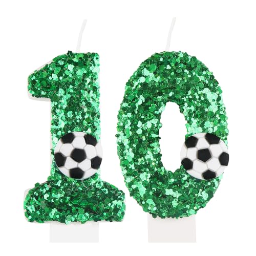 Geburtstagskerzen Zahlen 10,Fußball Geburtstag Zahlenkerzen, Fußball Deko Geburtstagskerzen Zahlen, Geburtstagskerzen für Geburtstagsdeko Mädchen Jungen von Dekewe