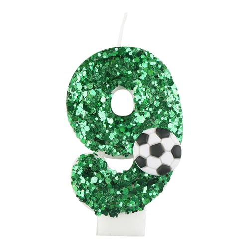 Geburtstagskerzen Zahlen 9,Fußball Geburtstag Zahlenkerzen, Fußball Deko Geburtstagskerzen Zahlen, Geburtstagskerzen für Geburtstagsdeko Mädchen Jungen von Dekewe