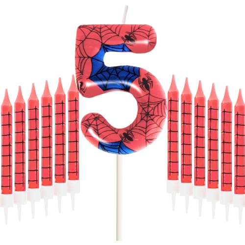 Spider Geburtstagskerzen Set, Personalisiertes Happy 5th Birthday Kuchen Kerzen Set 12Pc Lange Kerzen, Blau Rot Kerzen, Thema Party Kerzen für Jungen Mädchen 5. Geburtstag Spider Geburtstagskerzen Set, Personalisiertes Happy 5th Birthday Kuchen Kerzen Set 12Pc Lange Kerzen, Blau Rot Kerzen, Thema Party Kerzen für Jungen Mädchen 5. Geburtstag von Dekewe