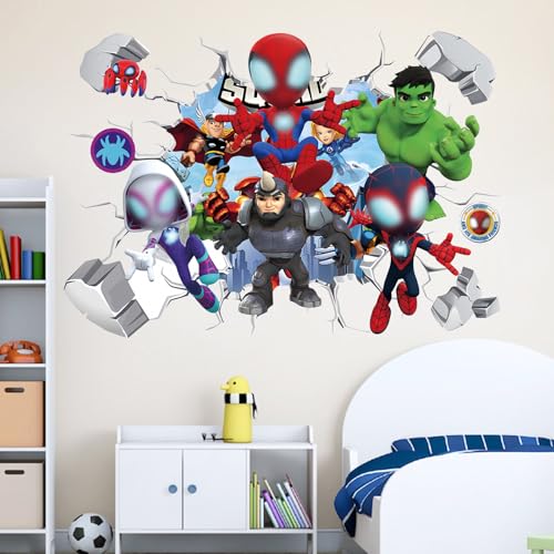3D Wandaufkleber Aufkleber, Kinderzimmer Hero Wandsticker Wohnzimmer Küche dekorative Wandaufkleber Cartoon Wandtattoo Kinderzimmer Babyzimmer Hause Wanddekoration von Dekewe