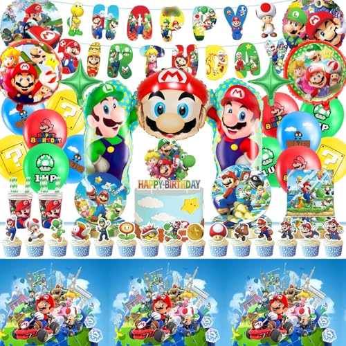 Super Geburtstagsdeko, 99Pcs Super Theme Geburtstag Party Deko, Partygeschirr Kindergeburtstag Deko Enthält Teller Becher Servietten Cake Topper Luftballons Banner, Party Geschirrset für 10 Personen Super Geburtstagsdeko, 99Pcs Super Theme Geburtstag Party Deko, Partygeschirr Kindergeburtstag Deko Enthält Teller Becher Servietten Cake Topper Luftballons Banner, Party Geschirrset für 10 Personen von Dekewe