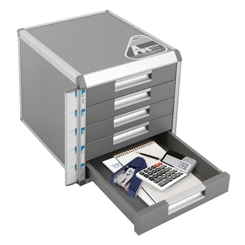 Schubladenboxen, Metall Schubladenbox Abschließbar 5 Schubladen, Schreibtisch Schubladenbox Aufbewahrung Ablagebox Aluminiumlegierung - 31.5×35×29.8cm Schubladenboxen, Metall Schubladenbox Abschließbar 5 Schubladen, Schreibtisch Schubladenbox Aufbewahrung Ablagebox Aluminiumlegierung - 31.5×35×29.8cm von Dekltus