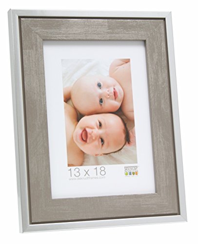 Deknudt Frames Bilderrahmen, Holz, Grau mit silberfarbenem Netz, 20x28 von Deknudt Frames