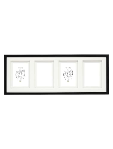 Deknudt Frames Bilderrahmen Collage für 4 Bilder Schwarz mit Doppel-Passepartout Bildgröße 10x15 cm Holz MDF Holz Collage S65KK2 P4 10x15cm von Deknudt Frames
