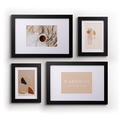 Deknudt Frames Bilderrahmen Collage & Galerie 4er Set mit verschiedene Größen (2x 13x18cm und 2x 20x30cm, Schwarz) - MDF- Bilderrahmen Holz - Bilder aufhängen oder aufstellen von Deknudt Frames