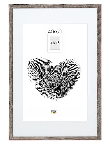 Deknudt Frames Bilderrahmen mit Passepartout - Grau Holzfarbe - S66KH3 P1 40x60cm für Bild 30x45cm - Bilderrahmen Holz MDF - Bilder aufhängen von Deknudt Frames