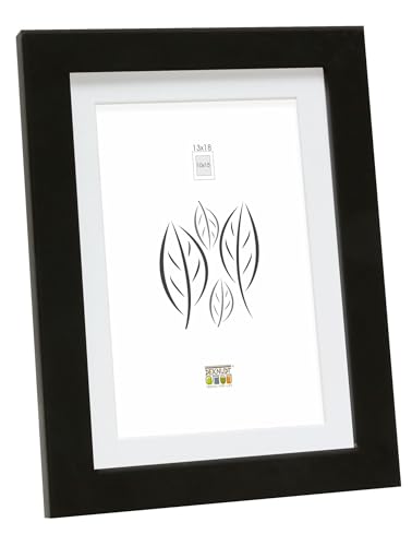 Deknudt Frames Bilderrahmen mit Passepartout - Schwarz - S66KF2 P1 13x18cm für Bild 10x15cm - Bilderrahmen Holz MDF - Bilder aufhängen oder ausstellen von Deknudt Frames