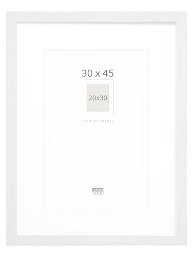 DEKNUDT FRAMES Bilderrahmen mit Passepartout - Weiss - S66KF1 P1 30x45cm für Bild 20x30cm - Bilderrahmen Holz MDF - Bilder aufhängen von DEKNUDT
