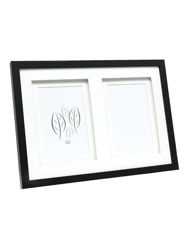 Deknudt Frames Galerierahmen mit doppeltem Passepartout -Schwarz - S65KK2 P2 für 2 Bilder Bildgröße 10x15cm - Bilderrahmen Holz MDF - Bilder aufhängen oder ausstellen von Deknudt Frames
