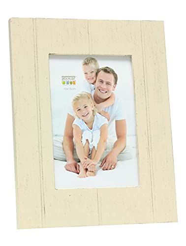 Deknudt Frames S66YF1 Bilderrahmen 13x18 Bilderrahmen Ekrü mit Streifenmuster Holz Fotokader von Deknudt Frames