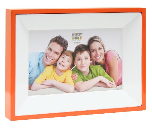 Deknudt Frames S67DK3 Bilderrahmen 15x20 doppelseitiger Bilderrahmen, Weiss mit Orange, glänzende Lackfarbe Holz Fotokader von Deknudt Frames