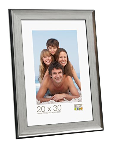 Deknudt Frames Bilderrahmen, Kunstharz, 40 x 60 cm, silberfarben mit schwarzem Rahmen, Holz, Silber von Deknudt Frames