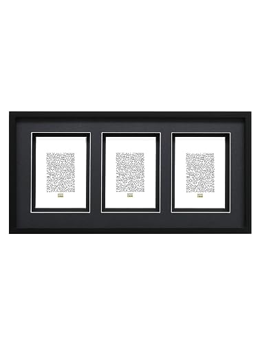 Deknut Bilderrahmen 10x15 Holz Schwarz Bilderrahmen schwarz mit doppeltem Pptt mit extra Zwischenraum, 3 Bilder von Deknut
